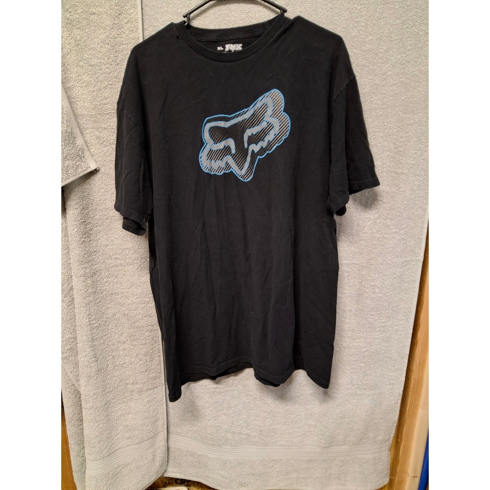 Fox Racing Mens Graphic T-Shirt Black Blue Fox Head Logo Motocross XL